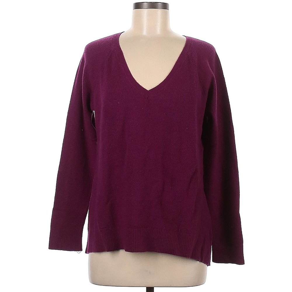 Gap Merino Wool Knit V-Neck Pullover Sweater, Plum Heather (Purple), Size M